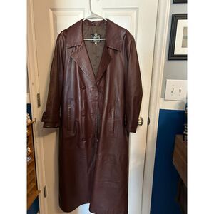 Vintage Peruzzi genuine leather trench coat size 46